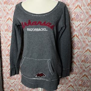 Arkansas Razorback Hogs Sweatshirt Gray Large
